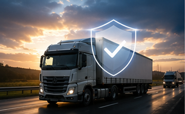 Transport cu camionul și protecția mărfii, reprezentând asigurarea și managementul riscurilor în logistică